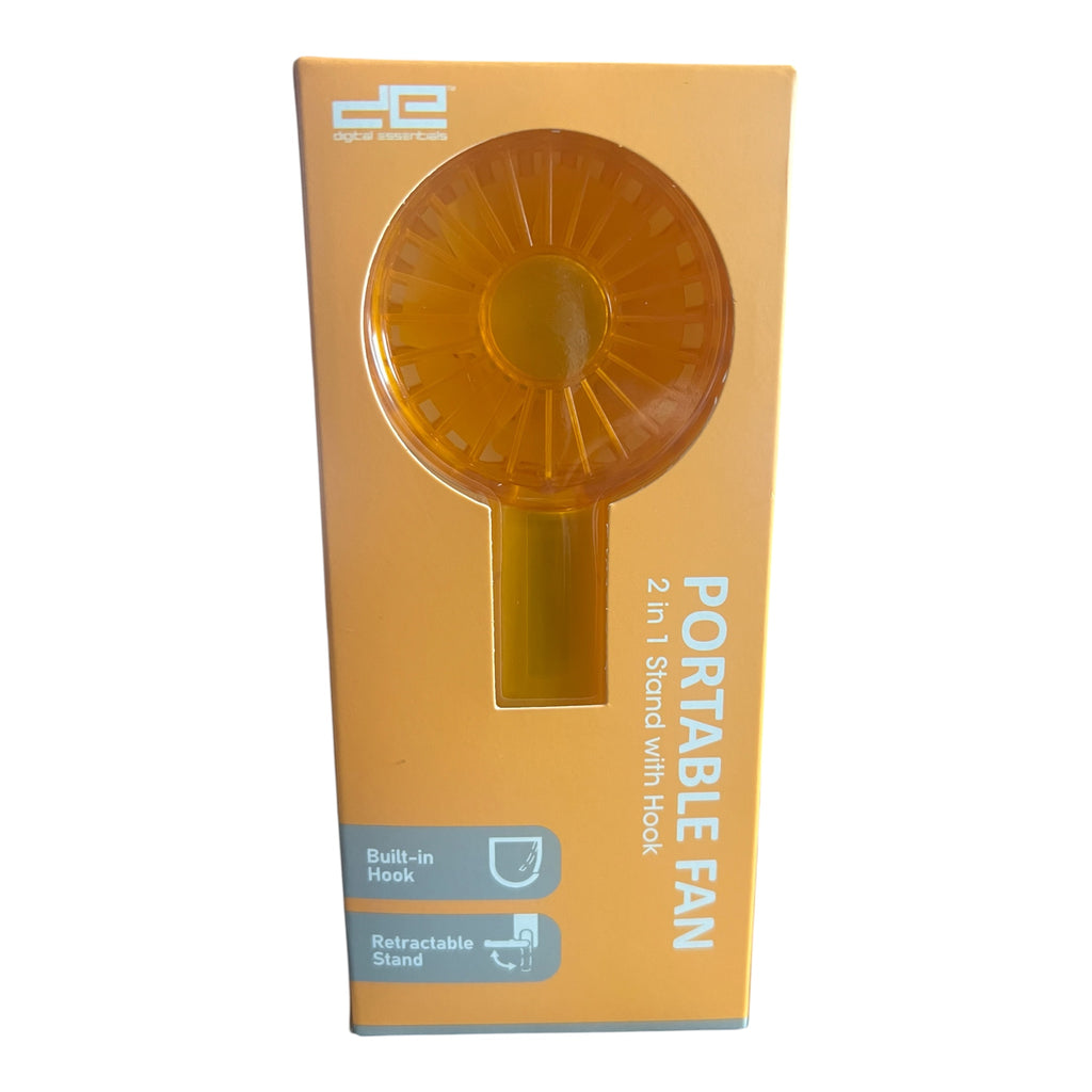 Rechargeable Portable Fan with Stand and Built-In Hook - Orange