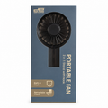 Digital Essentials rechargeable portable fan with stand and built-in hook in blue - front packaging