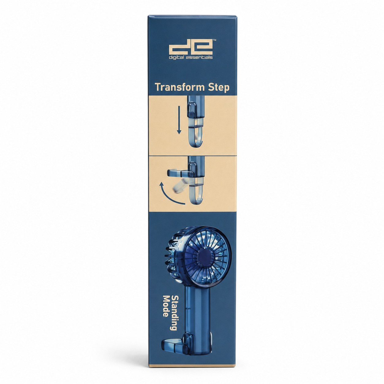 Digital Essentials blue portable fan transform step side packaging