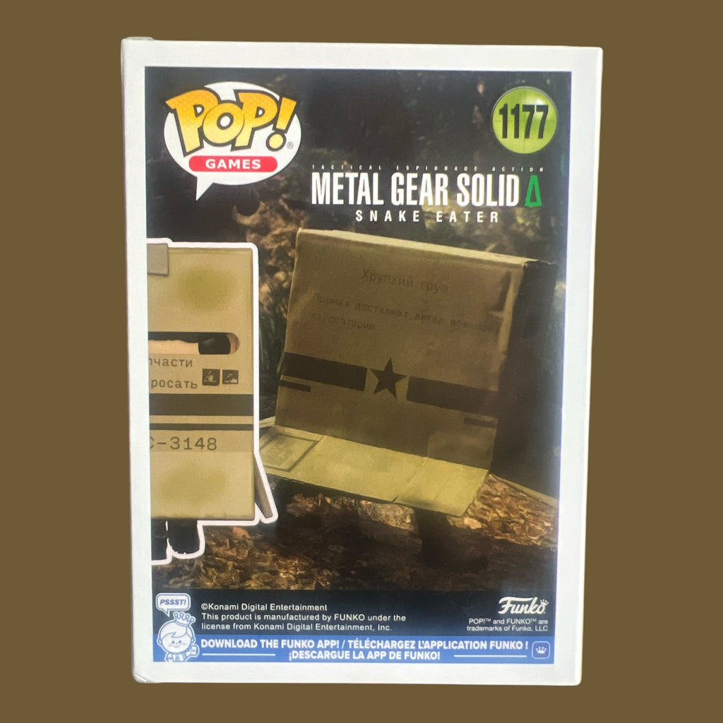 Funko Pop Games Metal Gear Solid Snake in Box vinyl figure number 1177 back packaging