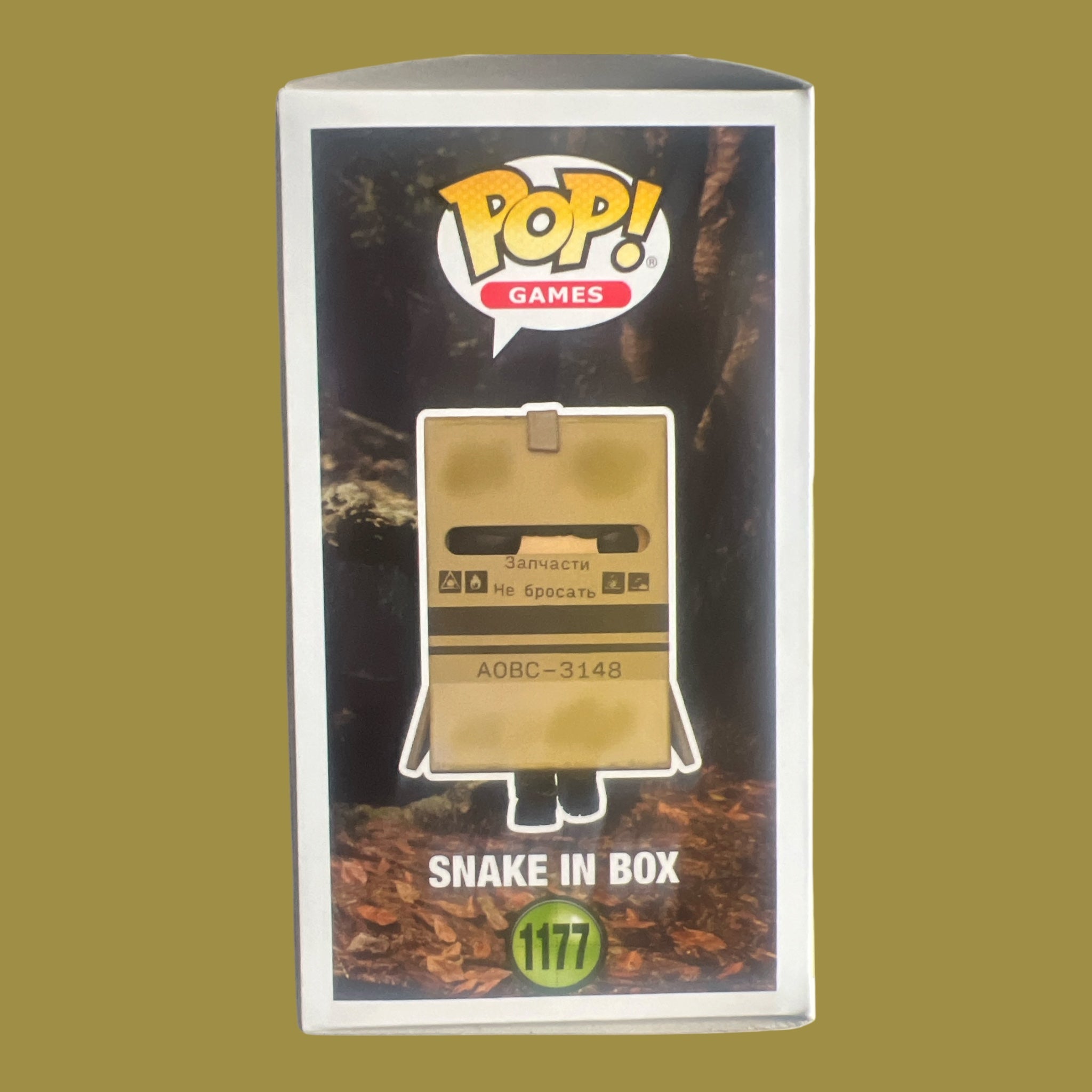 Funko Pop Games Metal Gear Solid Snake in Box vinyl figure number 1177 side packaging