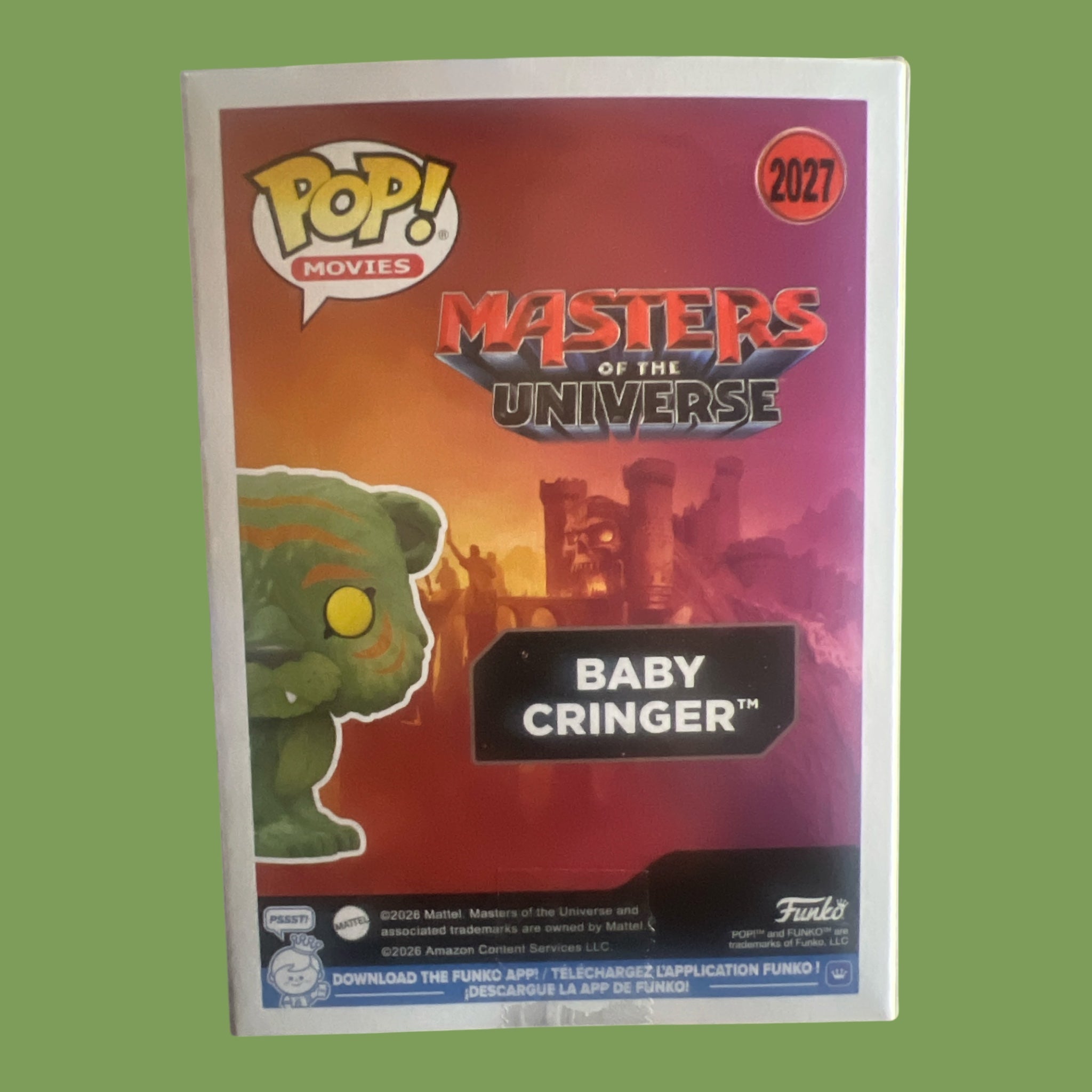 Funko Pop Movies Masters of the Universe Baby Cringer flocked limited edition vinyl figure number 2027 back packaging
