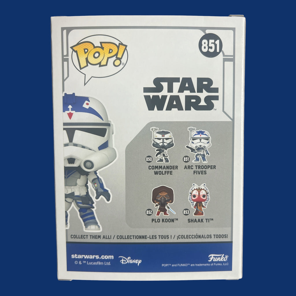 Funko Pop Star Wars ARC Trooper Fives bobblehead figure number 851 back packaging