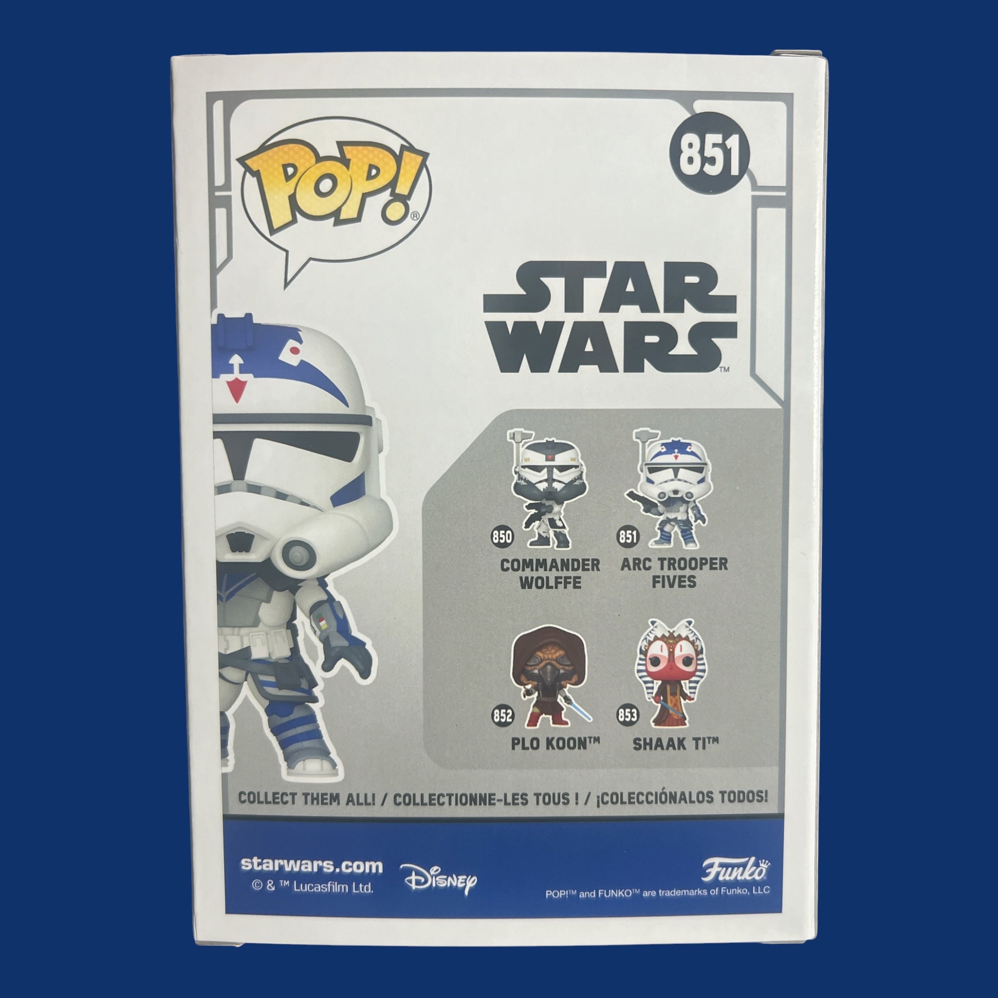 Funko Pop Star Wars ARC Trooper Fives bobblehead figure number 851 back packaging