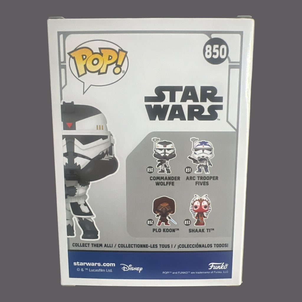Funko Pop Star Wars Commander Wolffe bobblehead figure number 850 back packaging
