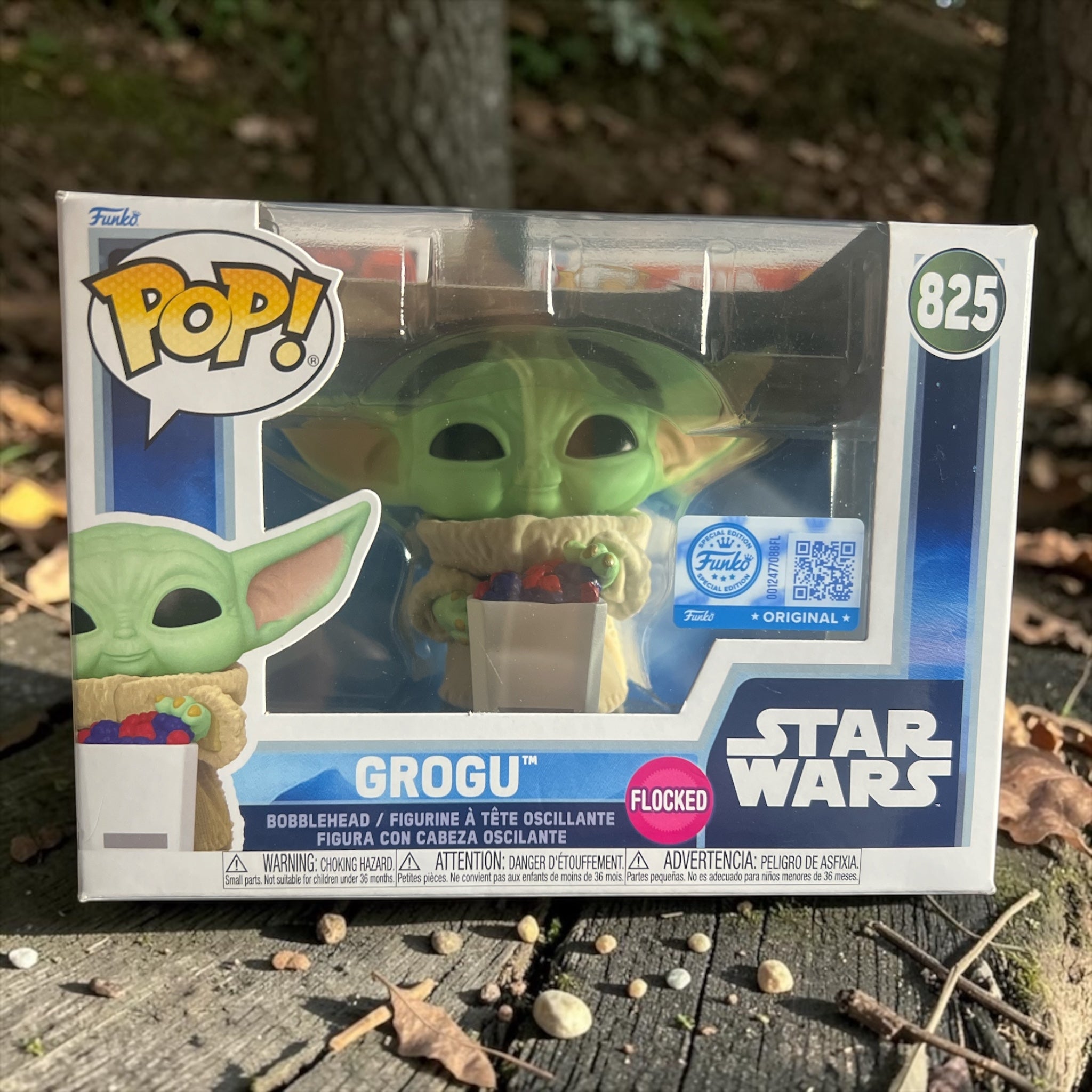 Funko Pop Star Wars Grogu Flocked bobblehead figure number 825 front packaging