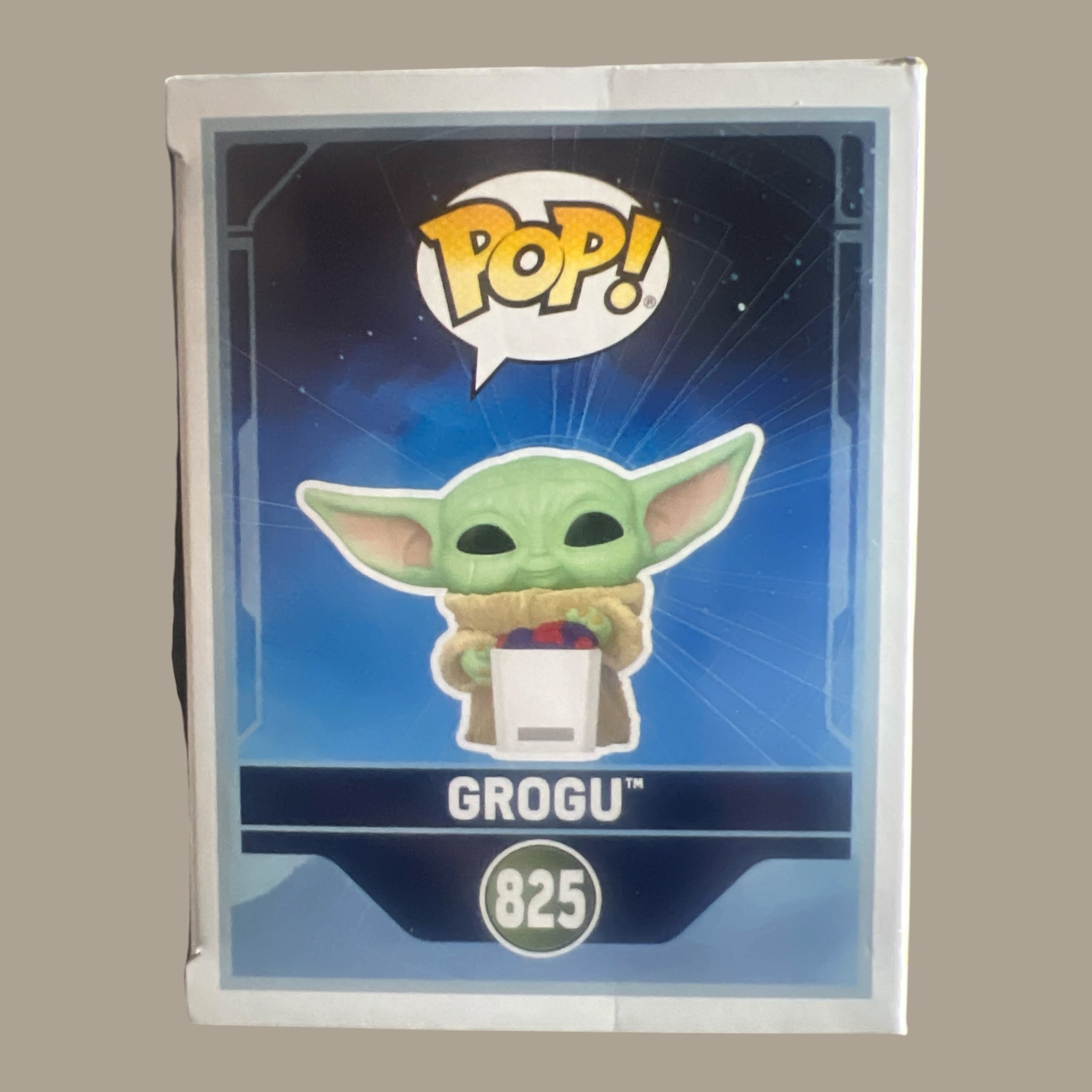 Funko Pop Star Wars Grogu Flocked bobblehead figure number 825 side packaging