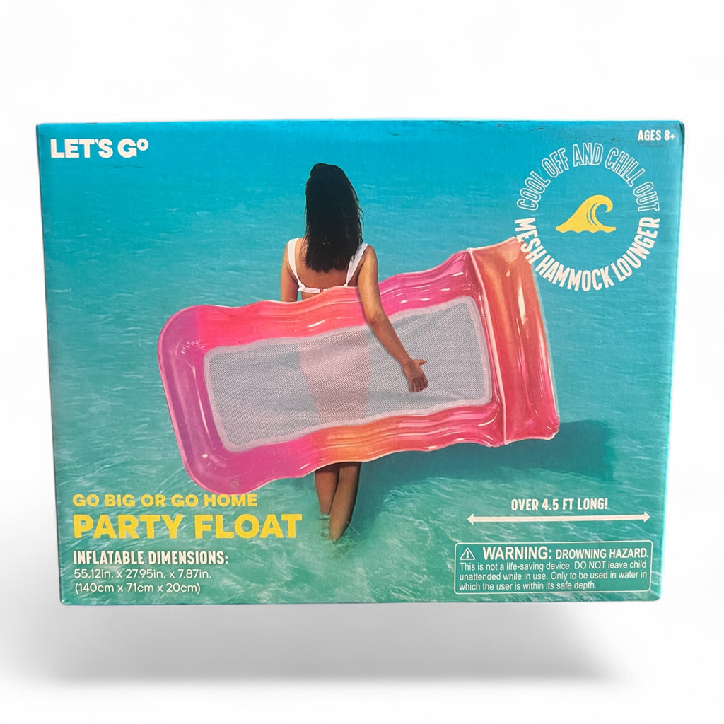 LET'S GO Party Float Mesh Hammock Lounger front packaging